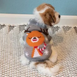Grå julesweater med sødt rensdyr
