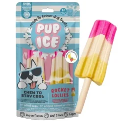 Pup Ice Raket hundeis | Jordbær og Banan 2 stk.
