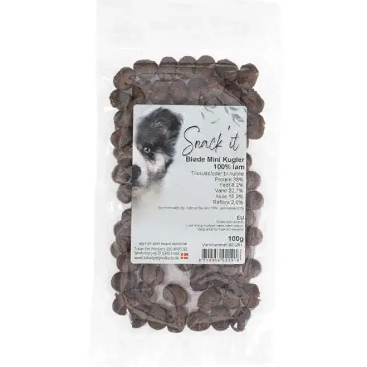 Snack'it Bløde Mini Kugler, singleprotein | 100g