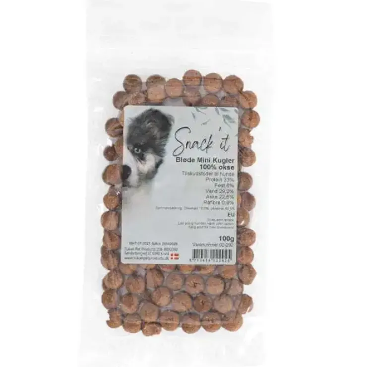 Snack'it Bløde Mini Kugler, singleprotein | 100g