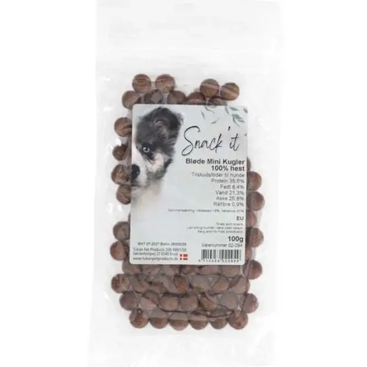 Snack'it Bløde Mini Kugler, singleprotein | 100g