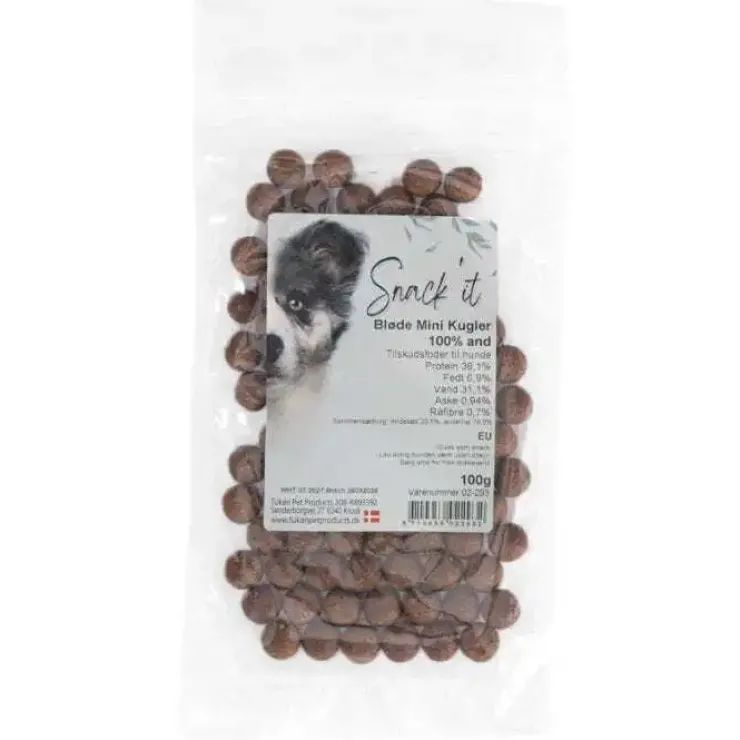 Snack'it Bløde Mini Kugler, singleprotein | 100g