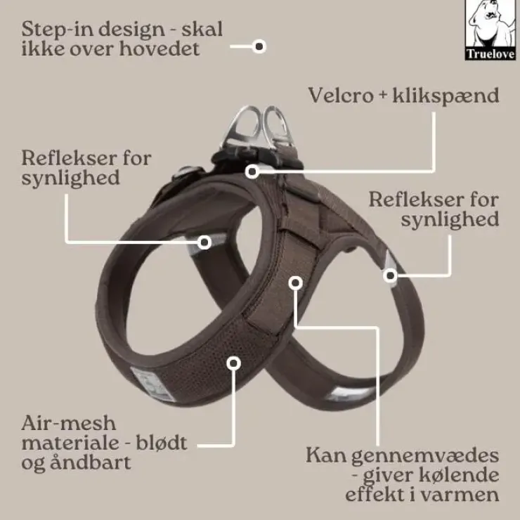 TrueLove Letvægt Step in sele | Mokka